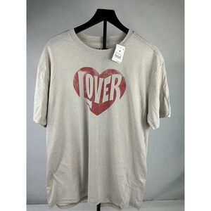 NWT MAD ENGINE Lover Heart Graphic T-Shirt Top Women's Crew Neck Short Sleeve M